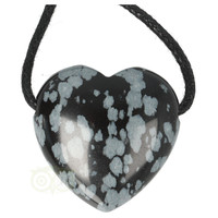 thumb-Sneeuwvlok Obsidiaan doorboorde hart hanger ± 3 cm Nr 18-1