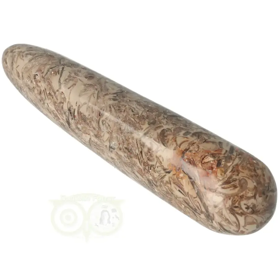 Fossielen schelpen Jaspis massagestick Nr 4 - 145 gram-2