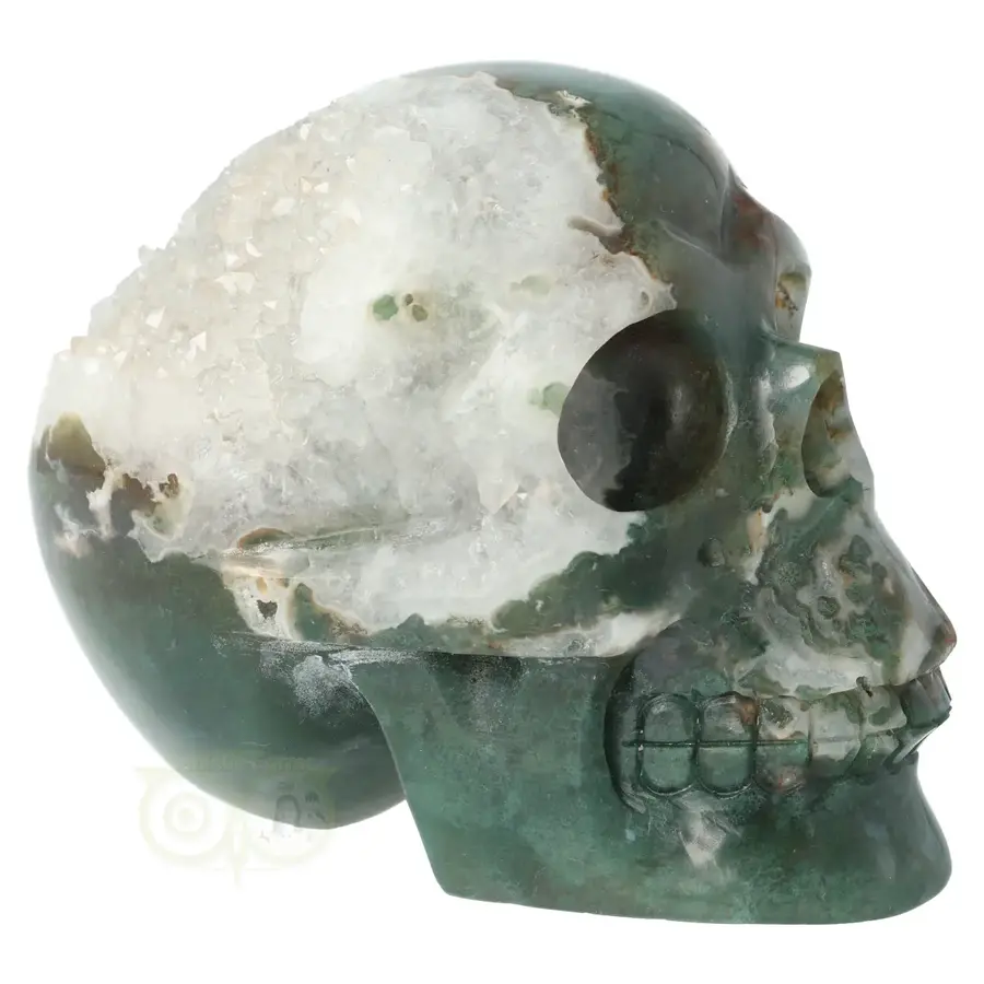 Mosagaat - Bergkristal geode schedel Nr 271 - 1134 gram-9