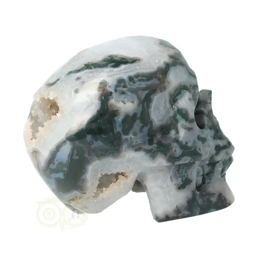 Mosagaat - Bergkristal geode schedel Nr 275 - 966 gram-9