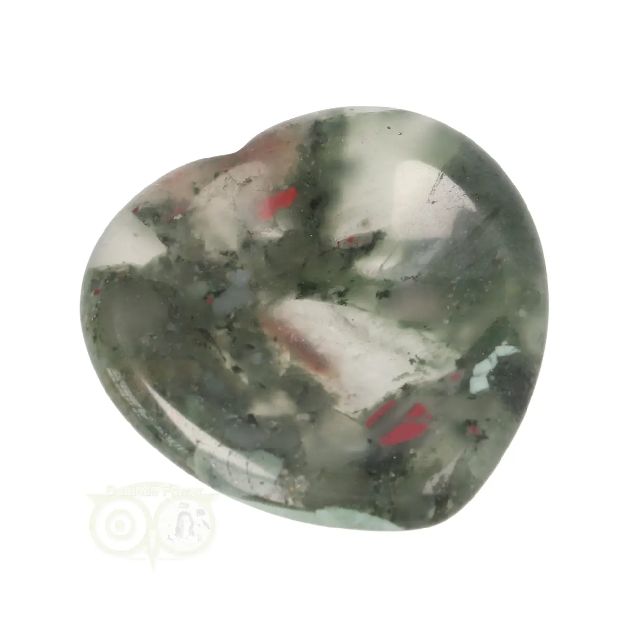 Drakenbloed Jaspis  hart worry stone Nr 10