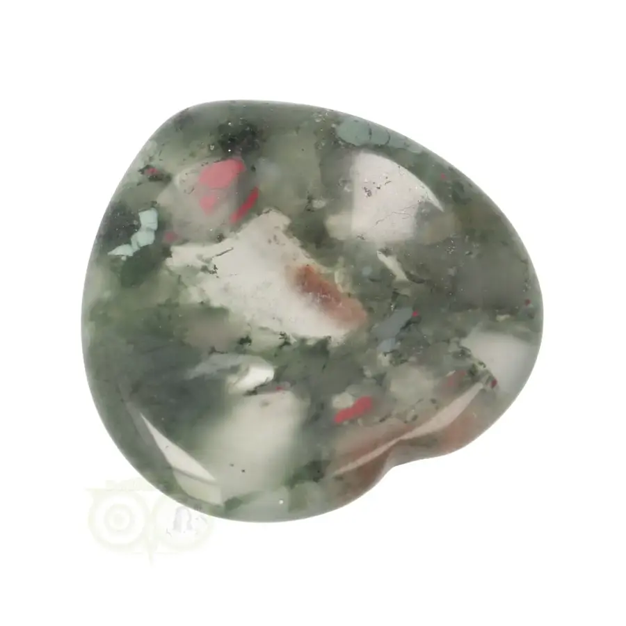Drakenbloed Jaspis  hart worry stone ( Zorgen steen ) Nr 10-4