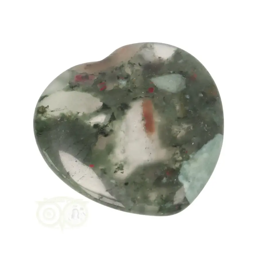 Drakenbloed Jaspis  hart worry stone ( Zorgen steen ) Nr 10-6