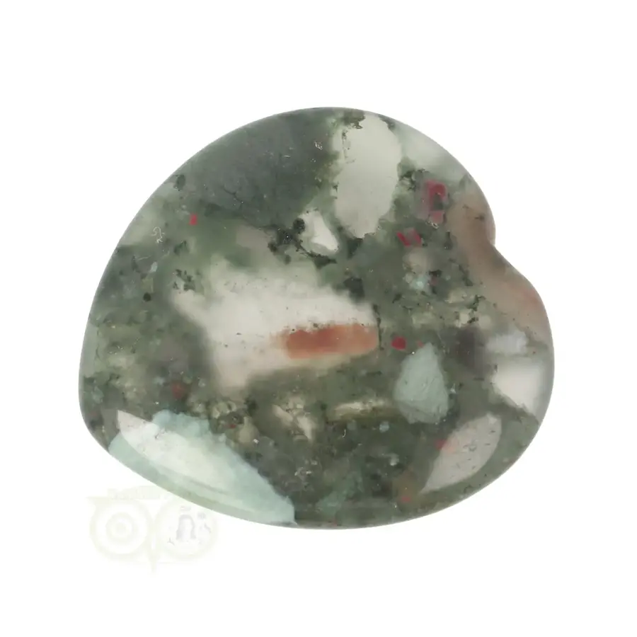 Drakenbloed Jaspis  hart worry stone ( Zorgen steen ) Nr 10-7