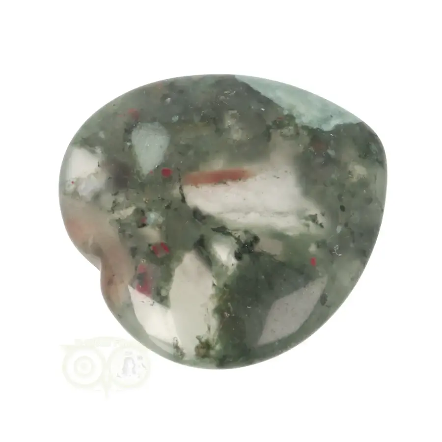 Drakenbloed Jaspis  hart worry stone ( Zorgen steen ) Nr 10-9