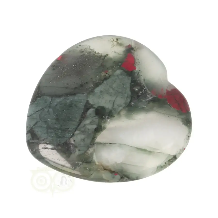 Drakenbloed Jaspis  hart worry stone ( Zorgen steen ) Nr 11-7