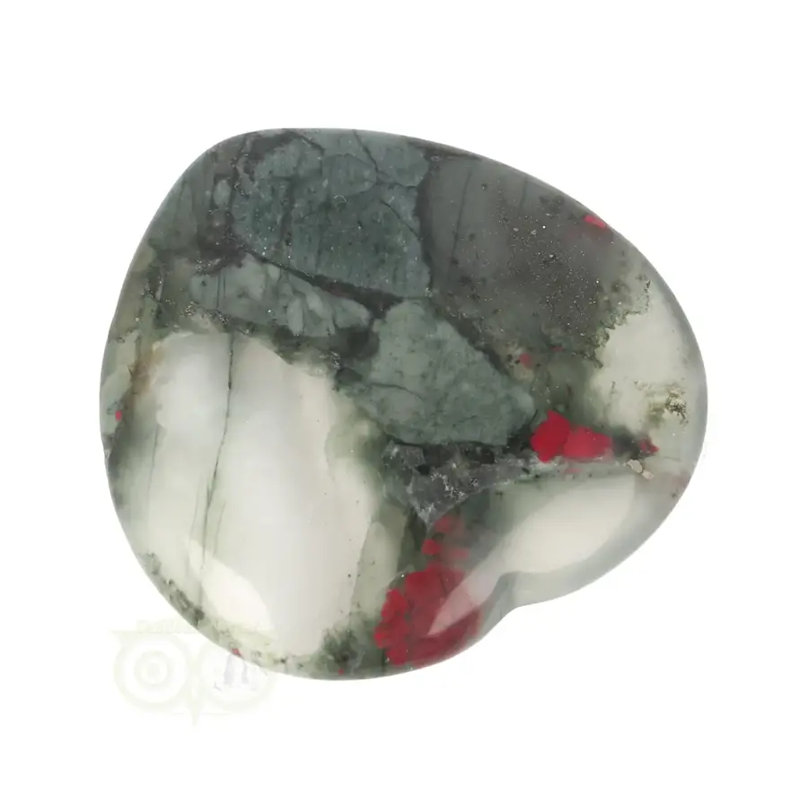 Drakenbloed Jaspis  hart worry stone ( Zorgen steen ) Nr 11-8