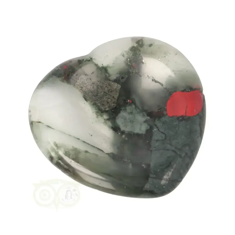 Drakenbloed Jaspis  hart worry stone ( Zorgen steen ) Nr 11-1