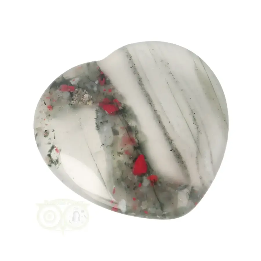Drakenbloed Jaspis  hart worry stone ( Zorgen steen ) Nr 12-6