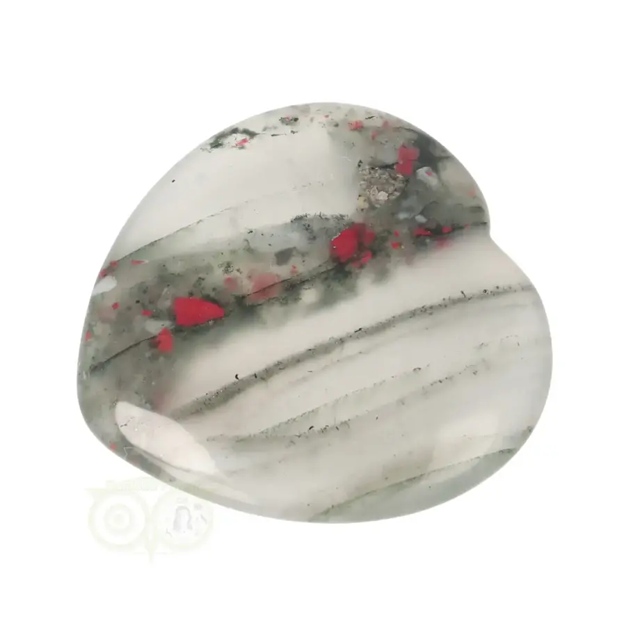Drakenbloed Jaspis  hart worry stone ( Zorgen steen ) Nr 12-7