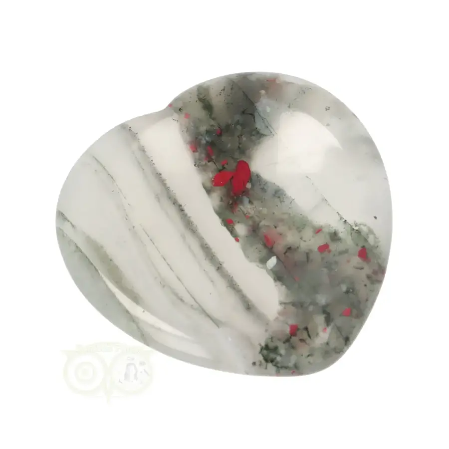 Drakenbloed Jaspis  hart worry stone ( Zorgen steen ) Nr 12-1