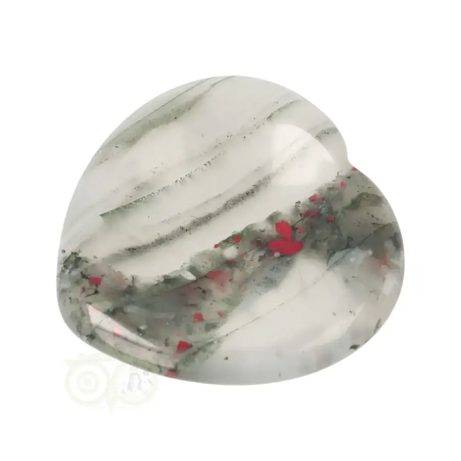 Drakenbloed Jaspis  hart worry stone ( Zorgen steen ) Nr 12-3