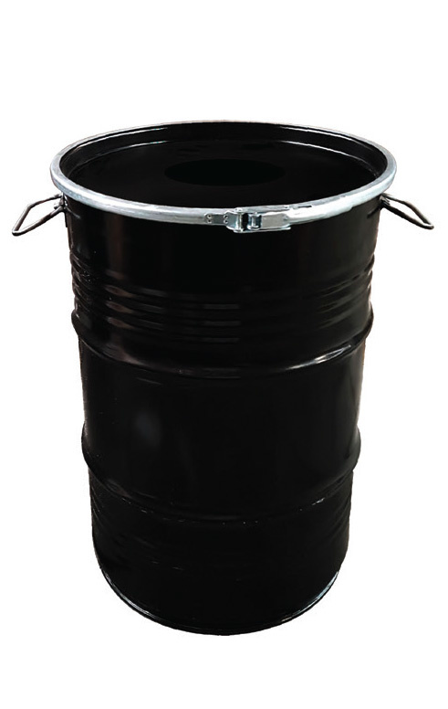The Binbin BarrelKings - BinBin Poubelle en Tonneau - 100% Recyclable -  Noir - Acier - Aspect Industriel - Couvercle avec Trou - 60 L - BarrelKings