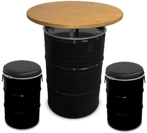 Barrelkings Baril de pétrole rouge Table debout en métal noir avec