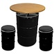 Barrelkings Olievat Statafel met houten blad 200 Liter vat Barrelkings Olievat Statafel met houten blad 200 Liter vat