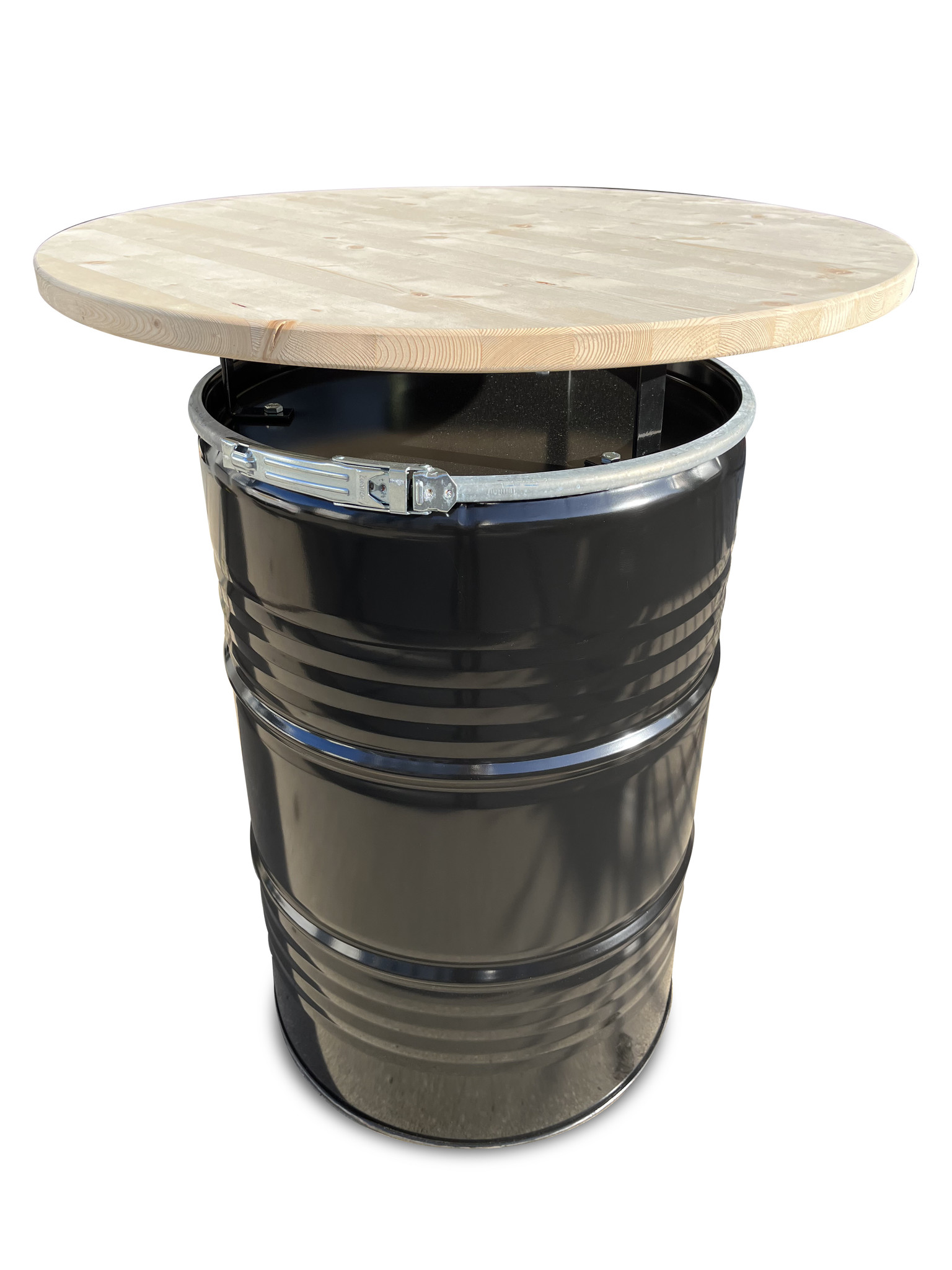 Barrelkings Olievat statafel met houten blad 200 Liter vat