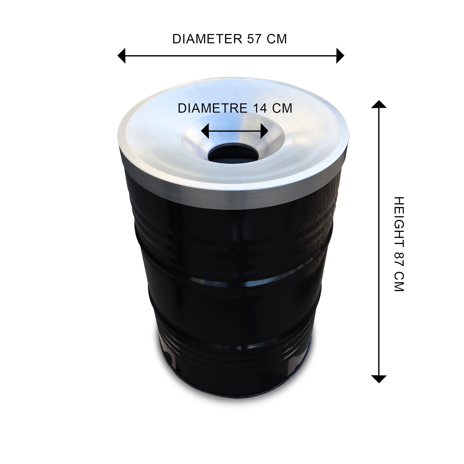 BinBin industrial rubbish bin black, 200L with flame-retardant lid -  BarrelKings