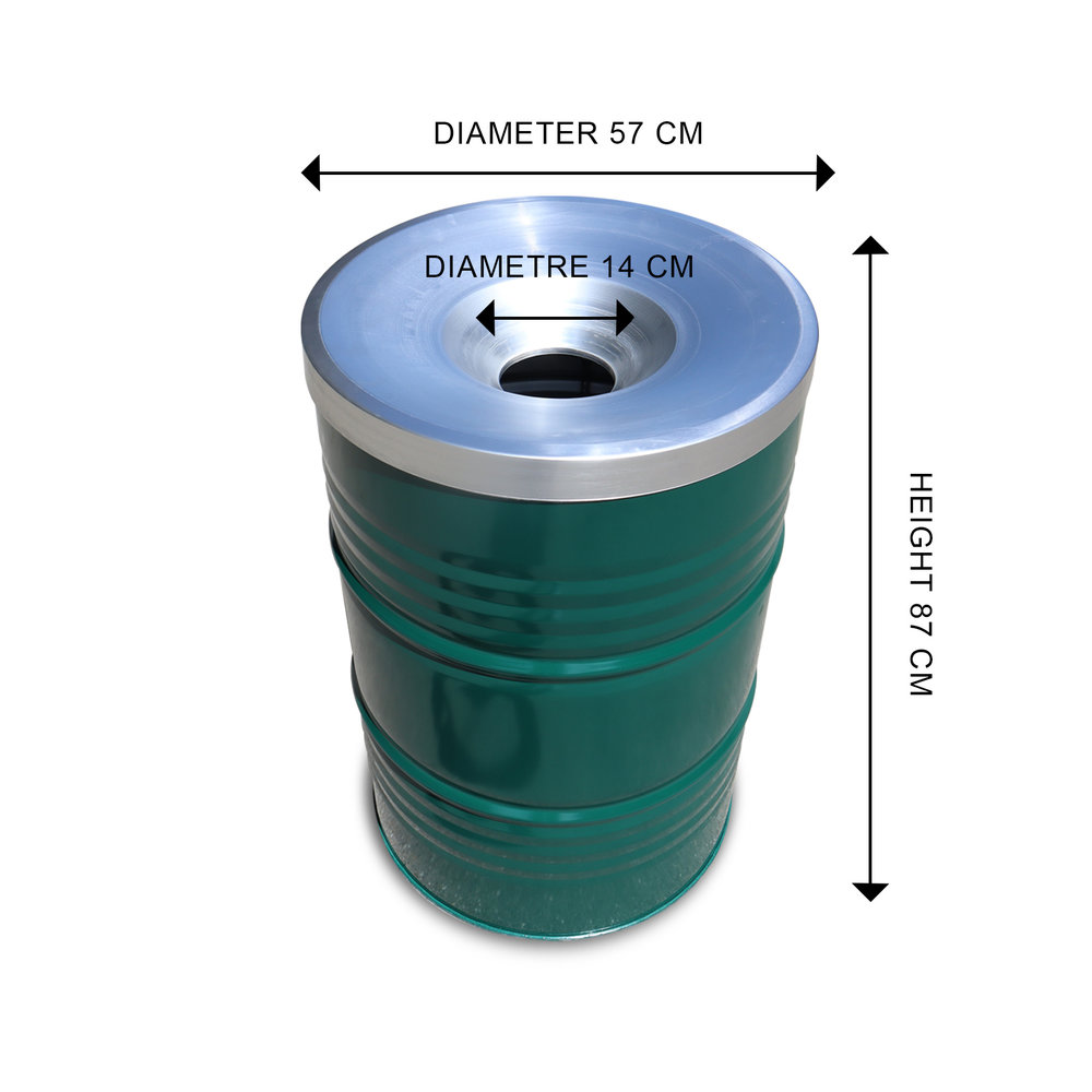 BinBin Flame grün 200 Liter Ölfass-Mülleimer mit schwer entflammbarem -  BarrelKings