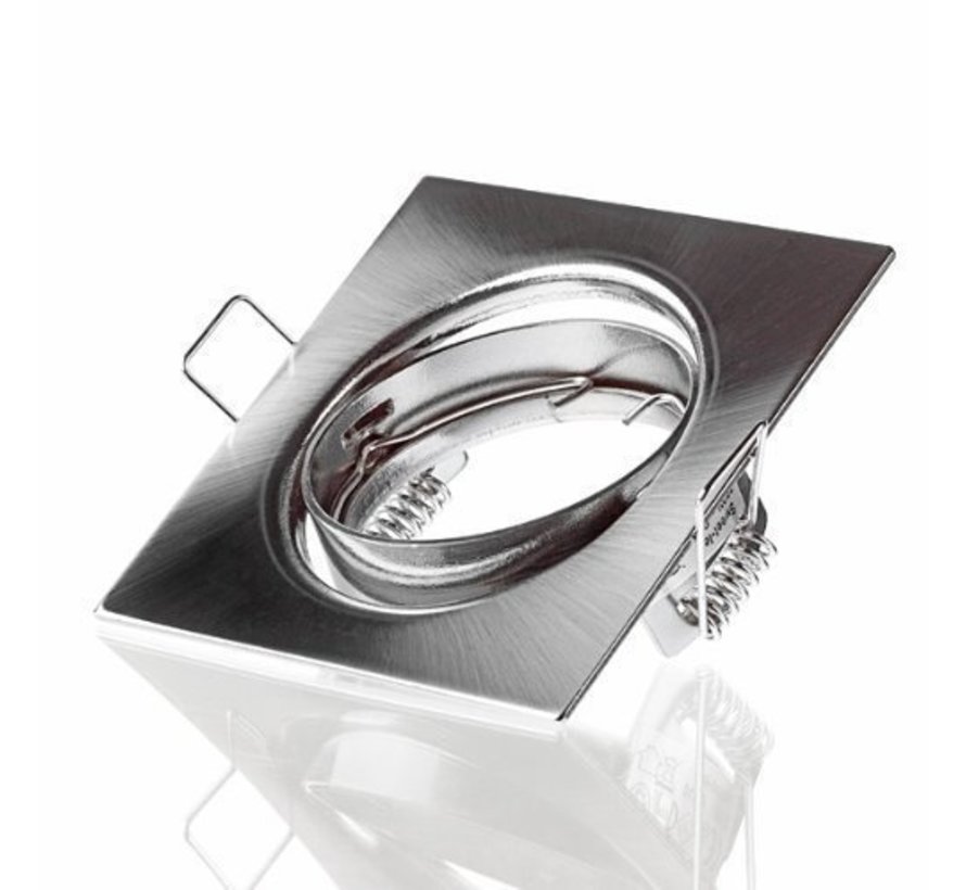 LED Strahler 72mm Einbaurahmen - gebürsteter Edelstahl - Quadrat 80x80mm - schwenkbar