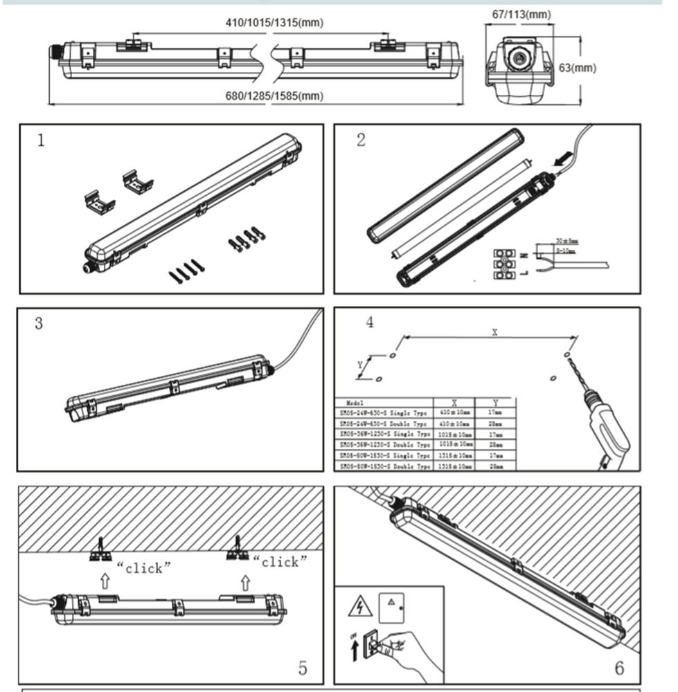 Spectrum LED Leuchtstoffröhren Komplettset - 120cm Einzelfassung - IP65 Feuchtraum - Wannenleuchte - inkl. 18W LED Leuchtstoffröhre Spectrum LED Leuchtstoffröhren Komplettset - 120cm Einzelfassung - IP65 Feuchtraum - Wannenleuchte - inkl. 18W LED Leuchtstoffröhre