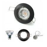 Led line LED Einbaustrahler GU10 komplett - dimmbar - rund - Ø 80mm - IP20 -  5.5W  - schw. Rahmen - Lichtfarbe optional - 230V