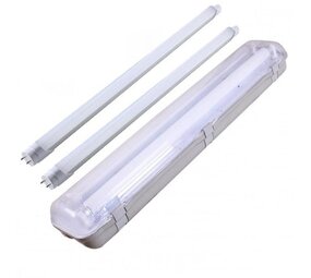 Spectrum Komplettset - 150cm Doppelfassung - IP65 Feuchtraum -Wannenleuchte + 2 x 25W LED Leuchtstoffröhren 4000K - 840 - Neutralweiß Spectrum Komplettset - 150cm Doppelfassung - IP65 Feuchtraum -Wannenleuchte + 2 x 25W LED Leuchtstoffröhren 4000K - 840 - Neutralweiß