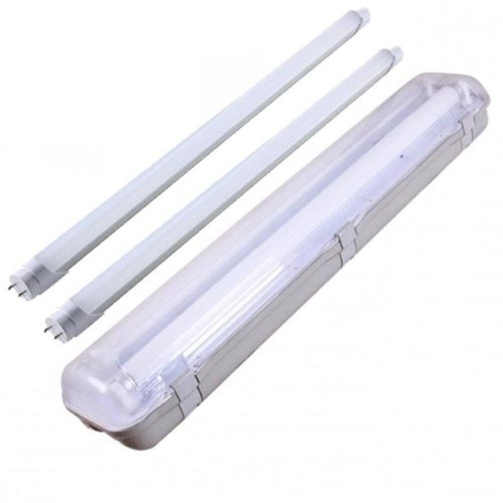 Spectrum Komplettset - 150cm Doppelfassung - IP65 Feuchtraum -Wannenleuchte + 2 x 25W LED Leuchtstoffröhren 6000K - 865 - Tageslichtweiß Spectrum Komplettset - 150cm Doppelfassung - IP65 Feuchtraum -Wannenleuchte + 2 x 25W LED Leuchtstoffröhren 6000K - 865 - Tageslichtweiß
