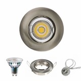 Aigostar LED-Leuchten LED Einbaustrahler dimmbar GU10 komplett - rund - Ø 80mm - IP20 -  5.5W  - Edelstahl - Lichtfarbe optional - 230V