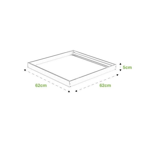 LCB LED-Beleuchtung Innovatives Design, hochwertige Technik & schnelle Lieferung! Aufputz-Deckenrahmen Weiß  - 62x62 cm | 42MM Geeignet für LED panelen