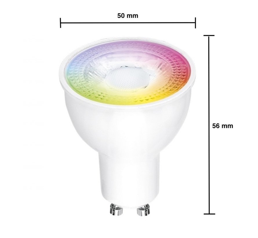 WLAN LED Strahler - GU10 5W - RBG + CCT Alle Lichtfarben - Bedienung über App