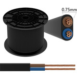 Aigostar LED-Leuchten Anschlusskabel - per Meter - 2x 0.75 mm2 met schw. Isolierung flach - H03VVH2-F