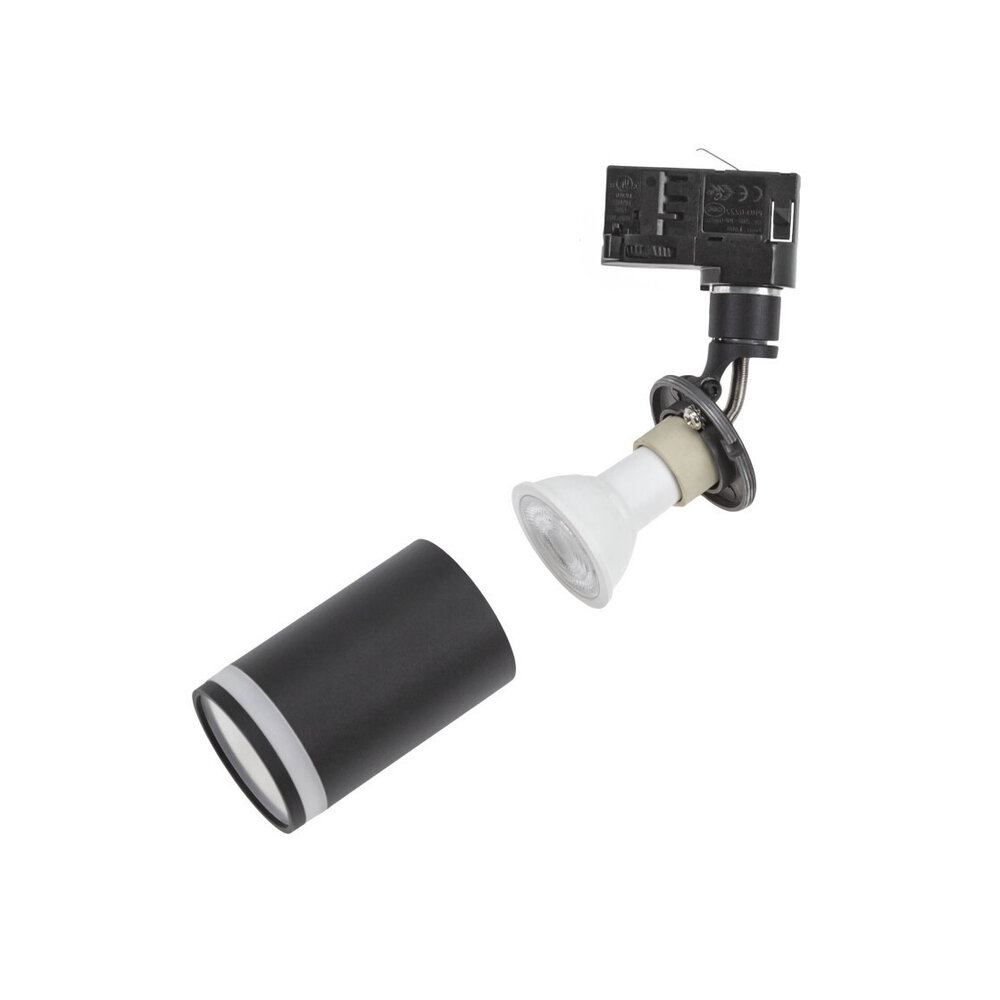 Spectrum LED Schienenstrahler Mini Schwarz mit opalem Ring - 3-Phase universal - GU10 Fassung Spectrum LED Schienenstrahler Mini Schwarz mit opalem Ring - 3-Phase universal - GU10 Fassung