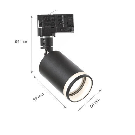Spectrum LED Schienenstrahler Mini Schwarz mit opalem Ring - 3-Phase universal - GU10 Fassung Spectrum LED Schienenstrahler Mini Schwarz mit opalem Ring - 3-Phase universal - GU10 Fassung