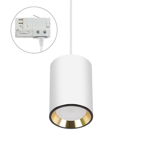 Spectrum LED Schienenstrahler Weiß / Gold mit GU10  Fassung - universal 3-Phase - exkl. LED GU10