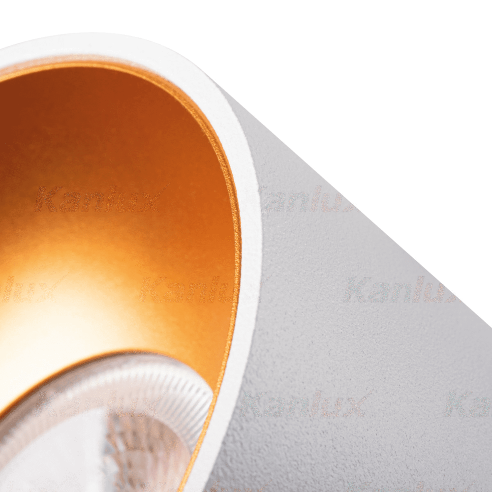 Kanlux – Zuverlässige LED- und Elektrobeleuchtung LED GU10 Deckenspot Weiß Gold rund - für 1 LED GU10 Spot Kanlux – Zuverlässige LED- und Elektrobeleuchtung LED GU10 Deckenspot Weiß Gold rund - für 1 LED GU10 Spot