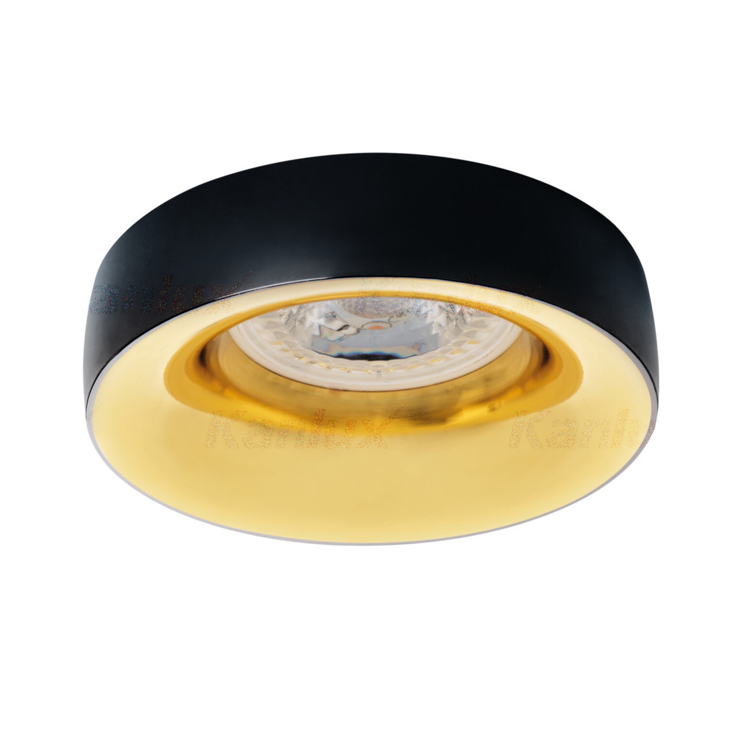 LED GU10 Strahler Einbaurahmen Schw.-Gold rund - für 1 LED Spot