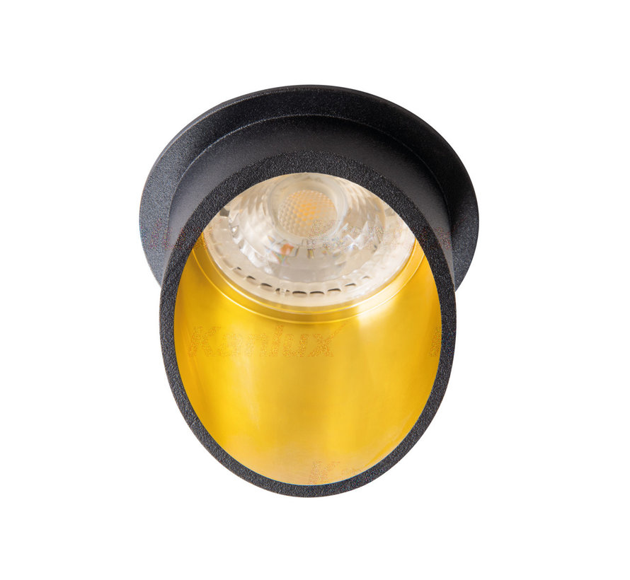 LED GU10 Strahler Einbaurahmen Schwarz Gold rund - für 1 LED GU10 Spot