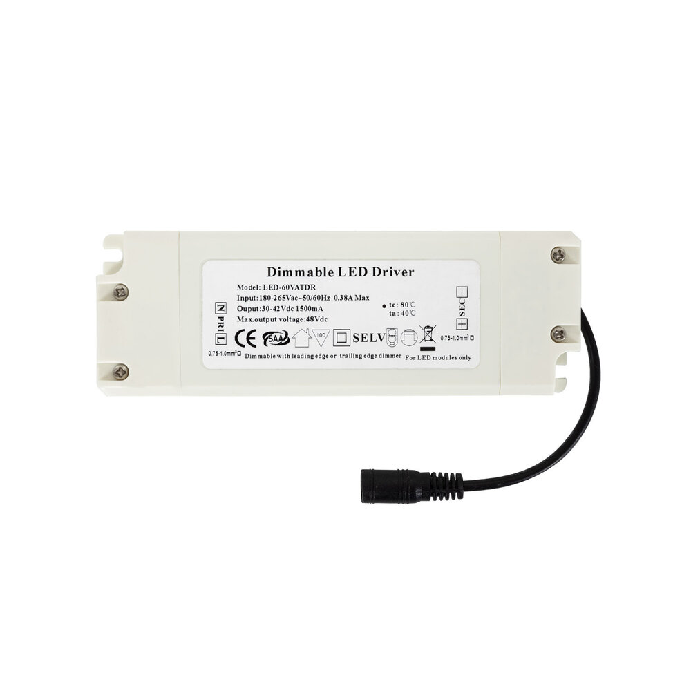 LEDKIA – Moderne und energieeffiziente LED-Beleuchtung Triac Trafo dimmbar 65W - 25-42V Output - 1500mA -  für LED Panel - flimmerfrei
