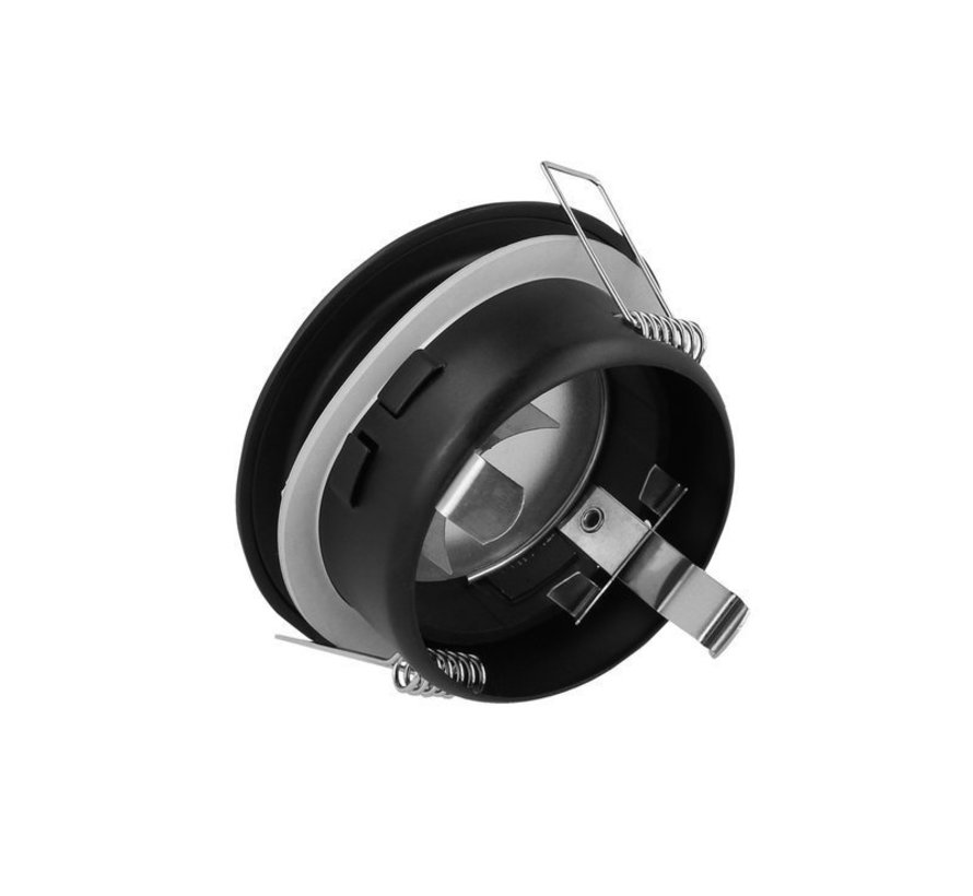 LED Strahler Einbaurahmen Schwarz rund - Badezimmer IP44 - Sägegröße 73mm - Außengröße 83mm