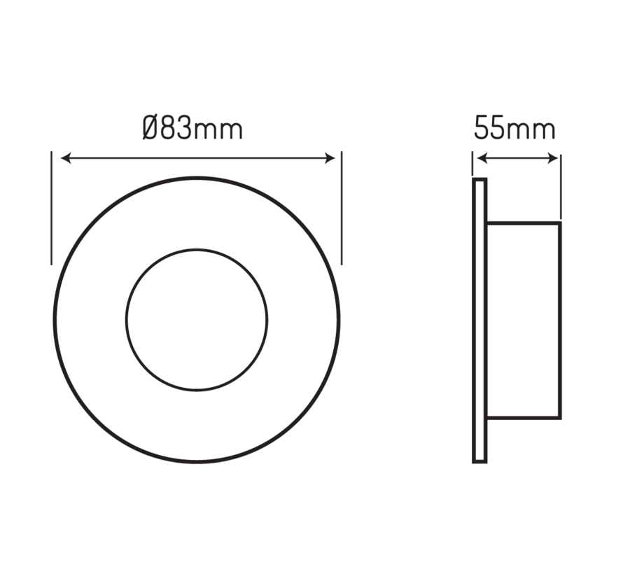 LED Strahler Einbaurahmen Weiß rund - Badezimmer IP44 - Sägegröße 73mm - Außengröße 83mm