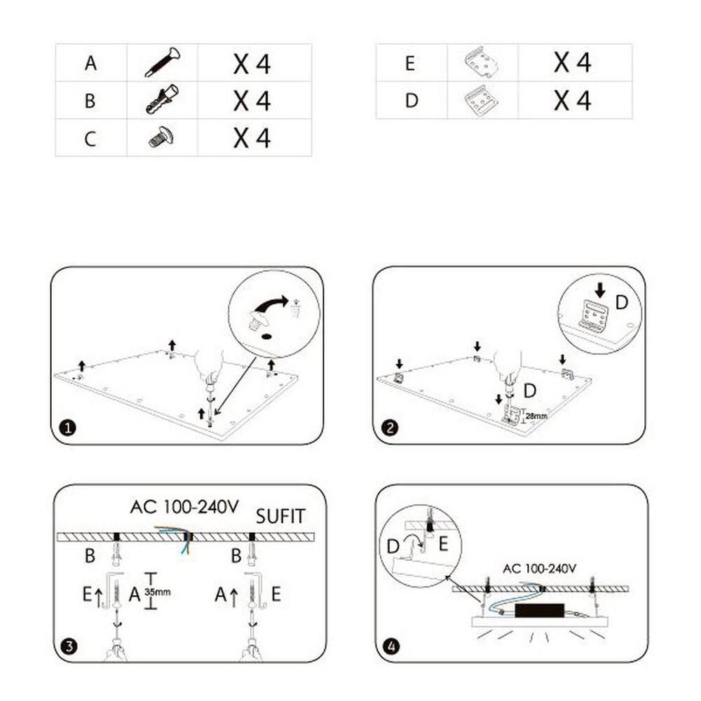 LED line LED Aufbau Panel Montagebügel Typ B - Befestigung ohne Aufbaurahmen