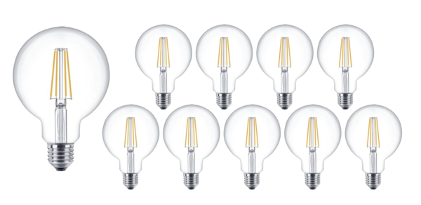 LCB LED-Beleuchtung Innovatives Design, hochwertige Technik & schnelle Lieferung! Vorteilspack 10 Stück - E27 LED Lampe - XL GLOBE - dimmbar - 4W entspricht 40W - 2700K Warmweiß - dimmbar
