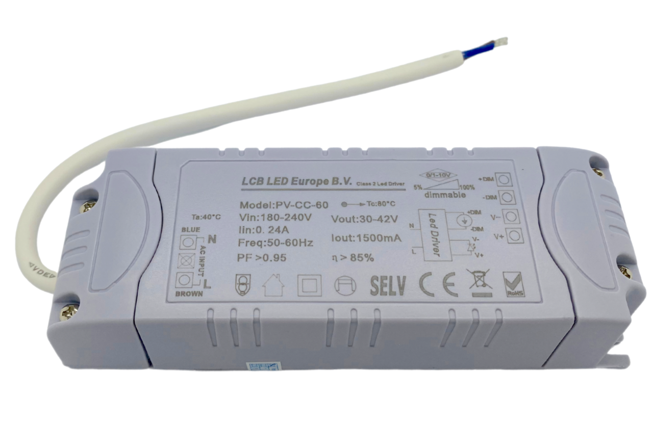 LCB LED-Beleuchtung Innovatives Design, hochwertige Technik & schnelle Lieferung! LED Panel Trafo - dimmbar 1-10V - 30-42V 1500mA - für 60W LED Panels LCB LED-Beleuchtung Innovatives Design, hochwertige Technik & schnelle Lieferung! LED Panel Trafo - dimmbar 1-10V - 30-42V 1500mA - für 60W LED Panels