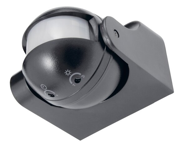 LCB LED Bewegungssensor IP44 Schwarz . 180° - PIR infrarot Bewegungsmelder - 230V max. 300W