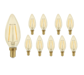 LCB LED-Beleuchtung Innovatives Design, hochwertige Technik & schnelle Lieferung! 10er Pack - E14 LED Lampe - C35 - dimmbar - 4W entspricht 35W - 2200K extra Warmweiß