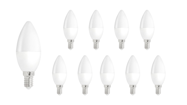 Aigostar LED-Leuchten Vorteilspack 10 Stück - E14 LED Kerzenlampe - Typ C37 - 3W entspricht 25W - 3000K Warmweiß