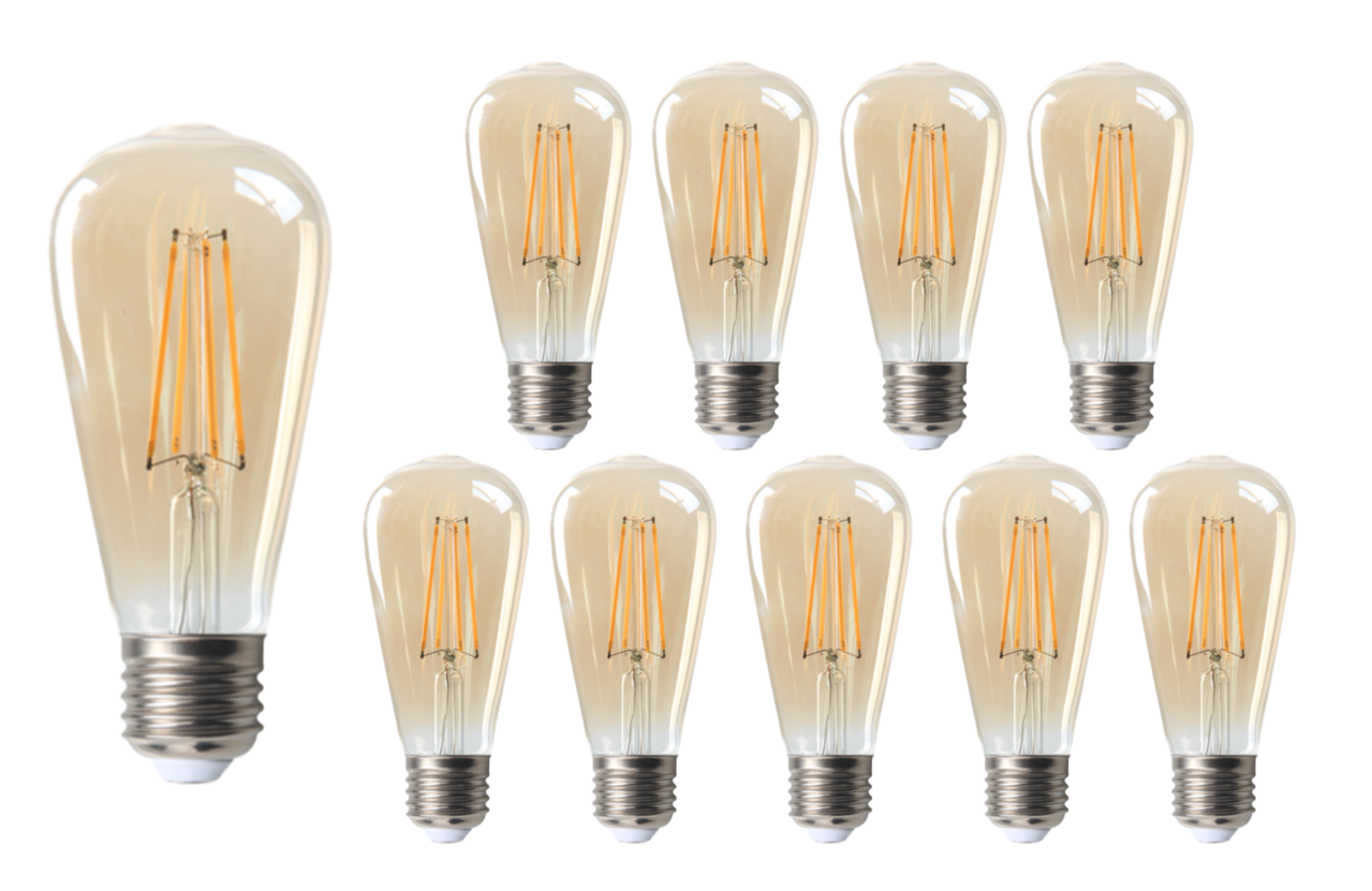 LCB LED-Beleuchtung Innovatives Design, hochwertige Technik & schnelle Lieferung! Vorteilspack 10 Stück - E27 LED Lampen - hoch - dimmbar - 4W entspricht 40W - 2200K extra Warmweiß