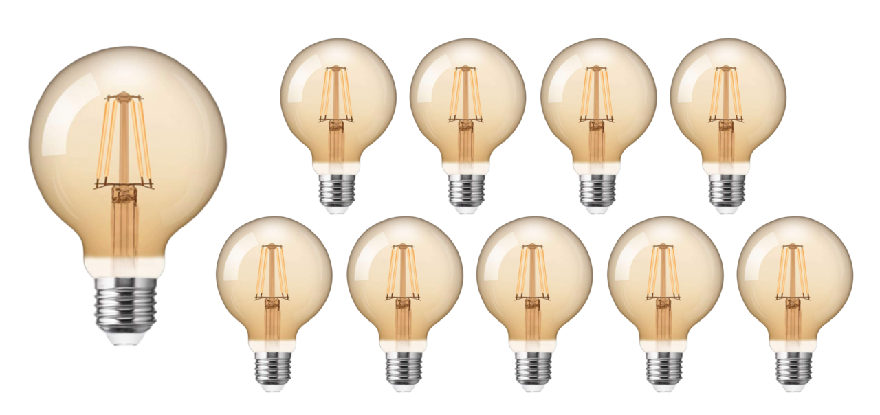 LCB Vorteilspack 10 Stück - E27 LED Lampen - XL GLOBE - dimmbar - 4W entspricht 40W - 2200K extra Warmweiß LCB Vorteilspack 10 Stück - E27 LED Lampen - XL GLOBE - dimmbar - 4W entspricht 40W - 2200K extra Warmweiß