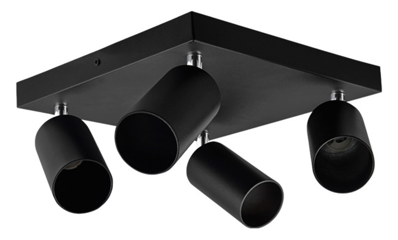 LCB LED Deckenspot Mattschwarz - 4 verstellbare GU10 Fassungen für LED Spots - exkl. LED Spot