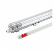 60cm LED Halterung IP65 + 1 LED Leuchtstoffröhre 10W - 3000K 830 Warmweiß -  Komplettset